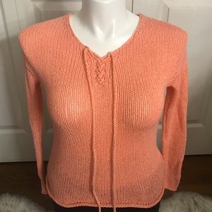 Old navy criss cross lace up sweater peach
